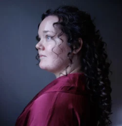 Hair styling for wedding - a bride with curly dark hair